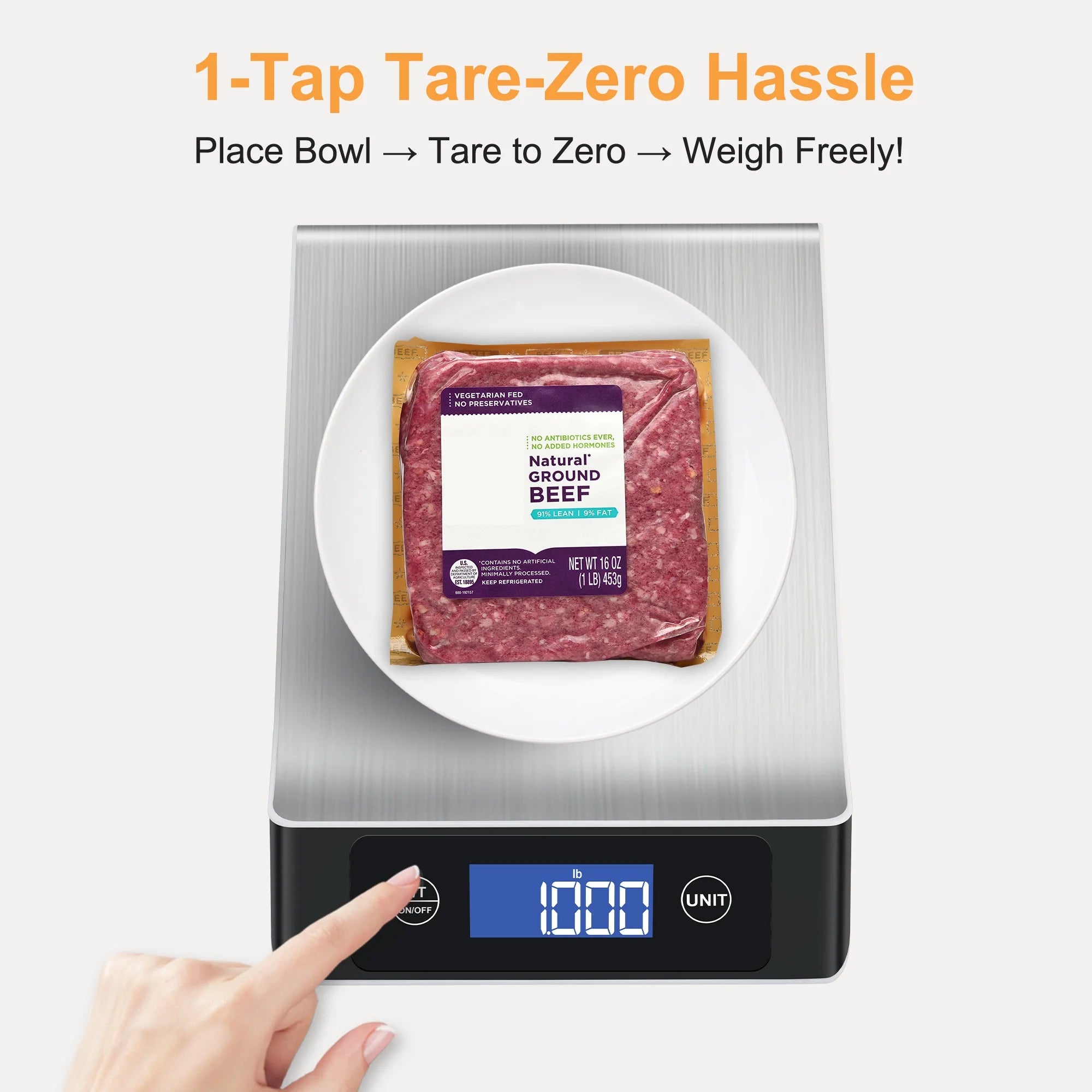 MULISOFT Food Scale, Kitchen Scales for Weight Food, Digital Scales for Grams and ounces, 7 Units with Tare Function, Stainless Steel