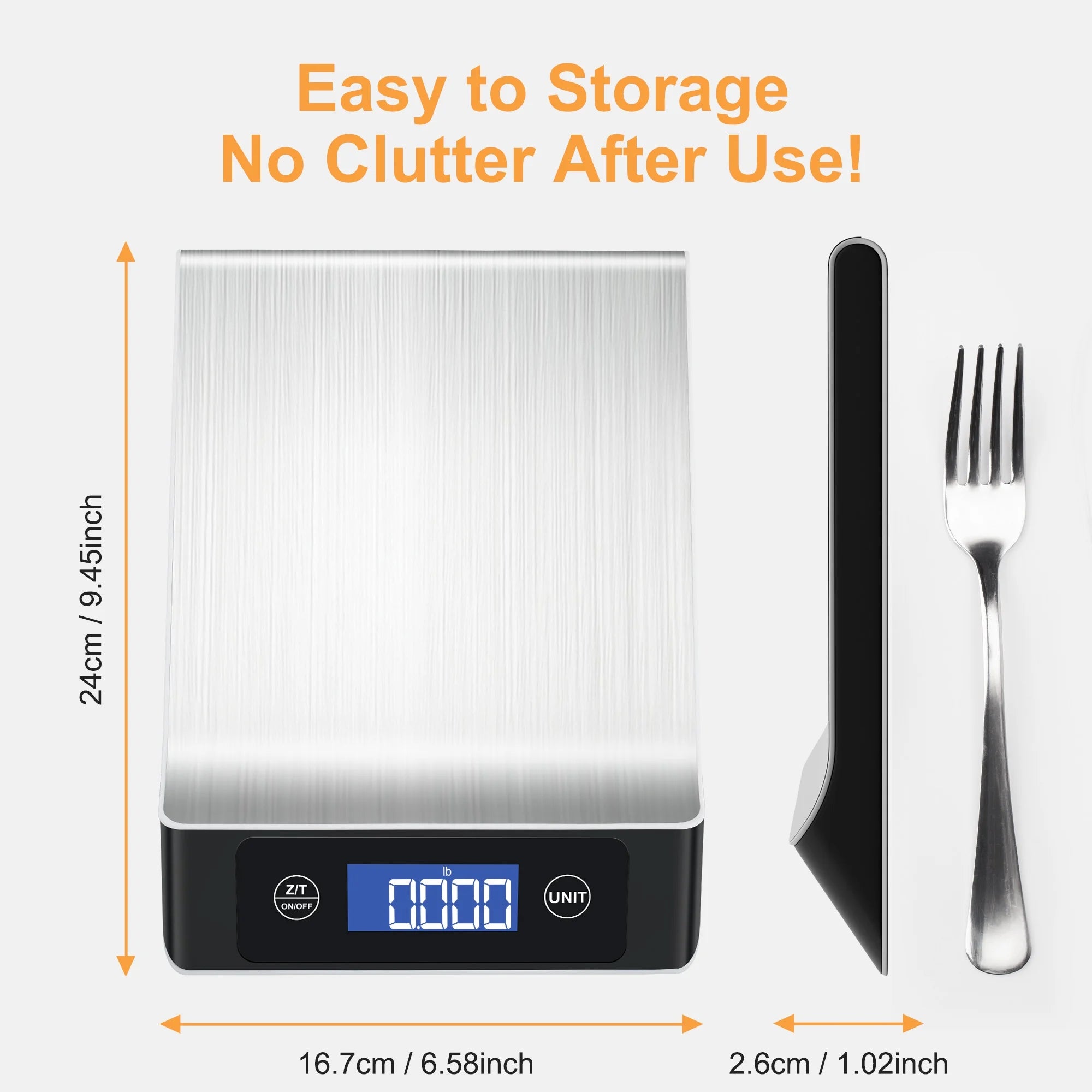 MULISOFT Food Scale, Kitchen Scales for Weight Food, Digital Scales for Grams and ounces, 7 Units with Tare Function, Stainless Steel