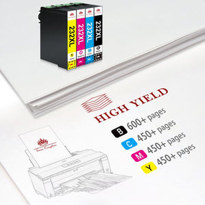 232XL Ink Cartridges for Epson Printer (Black,Cyan,Magenta,Yellow,4 Pack)