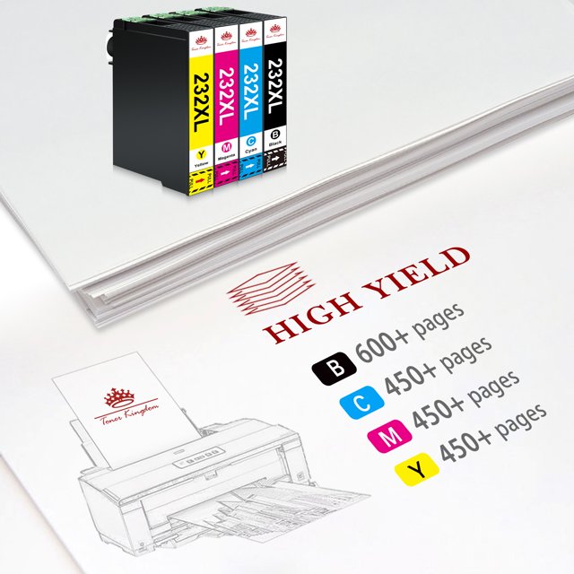 232XL Ink Cartridges for Epson Printer (Black,Cyan,Magenta,Yellow4 Pack)