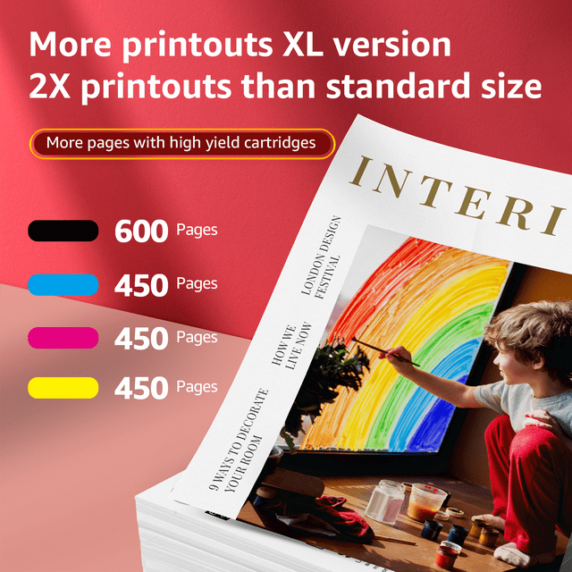 212 XL High Yield Black & Color Combo Ink Cartridges 212XL for Epson Printer (5-Pack 2 Black Cyan Magenta Yellow)