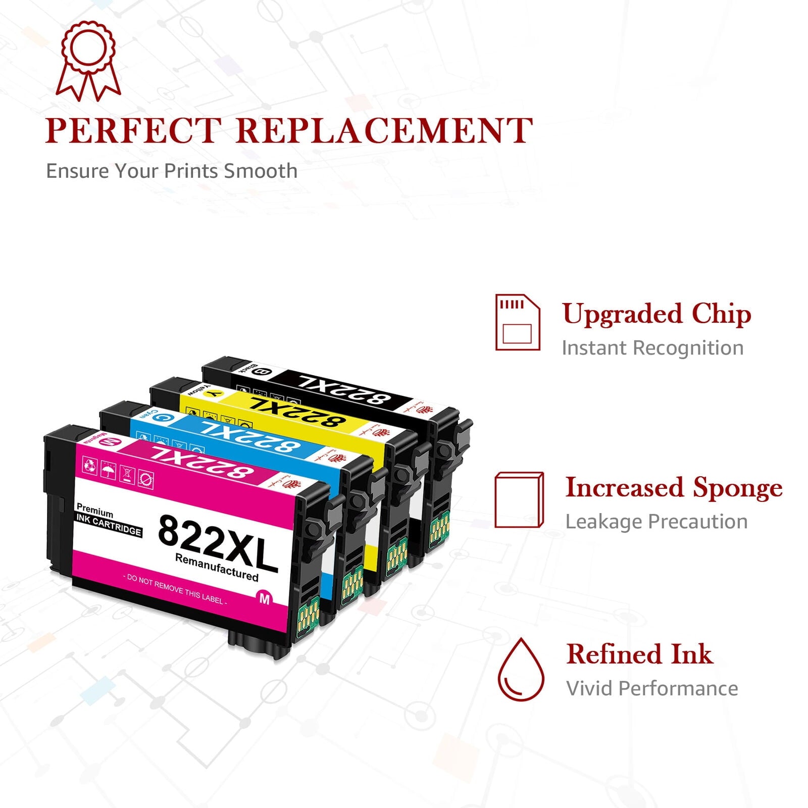 Tonerkingdom 822XL 822 Epson Ink Cartridges-4 Pack