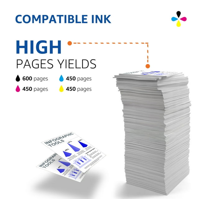 212XL Ink Cartridges for Epson Printer ( Black Cyan Magenta Yellow, 4-Pack)