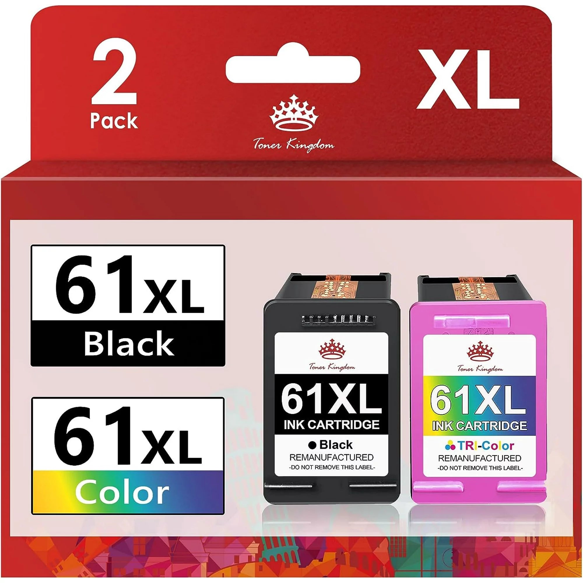 High Yield 61XL Ink Cartridges Replacement for HP Printer (Black and Color 2-Pack)
