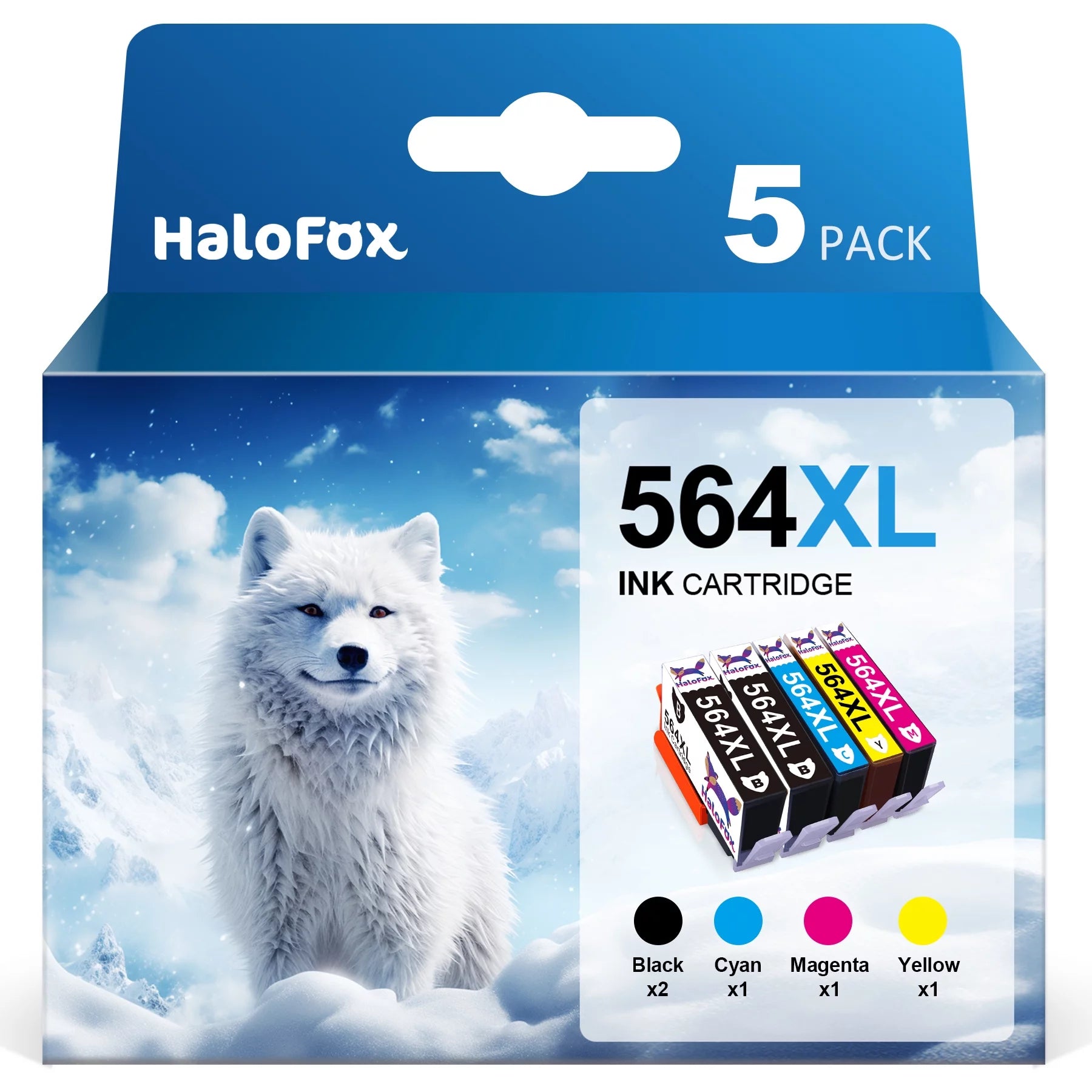 Replacement 564XL High Yield Ink Cartridges for HP Printers(2 Black 1 Cyan 1 Magenta 1 Yellow)