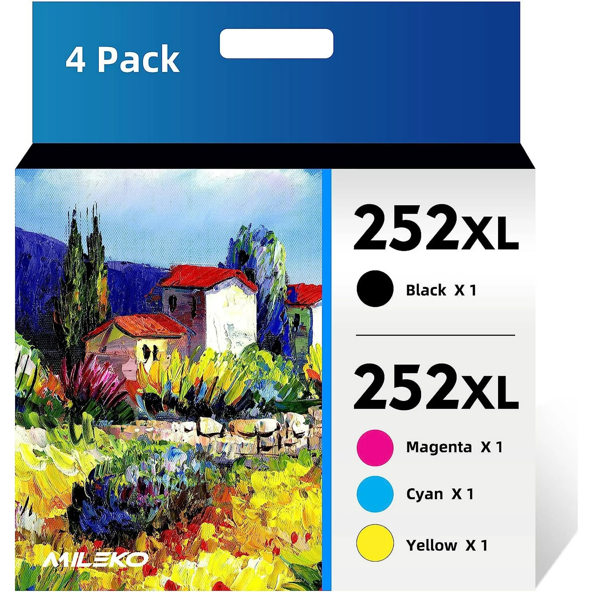 252XL Ink Cartridge for Epson(Black Cyan Magenta Yellow, 4-Pack)