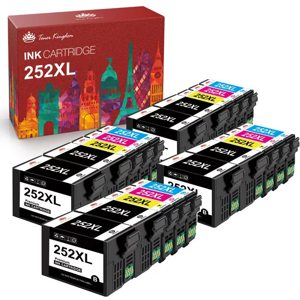 Tonerkingdom 252 XL Ink Cartridge Replacement for Epson Printer (10 Pack)