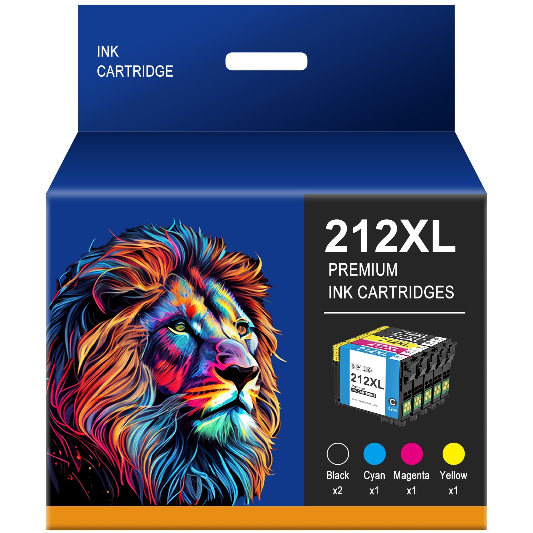 T212XL 212XL Ink Cartridges for Epson Printer 5-Pack (2 Black Cyan Magenta Yellow)