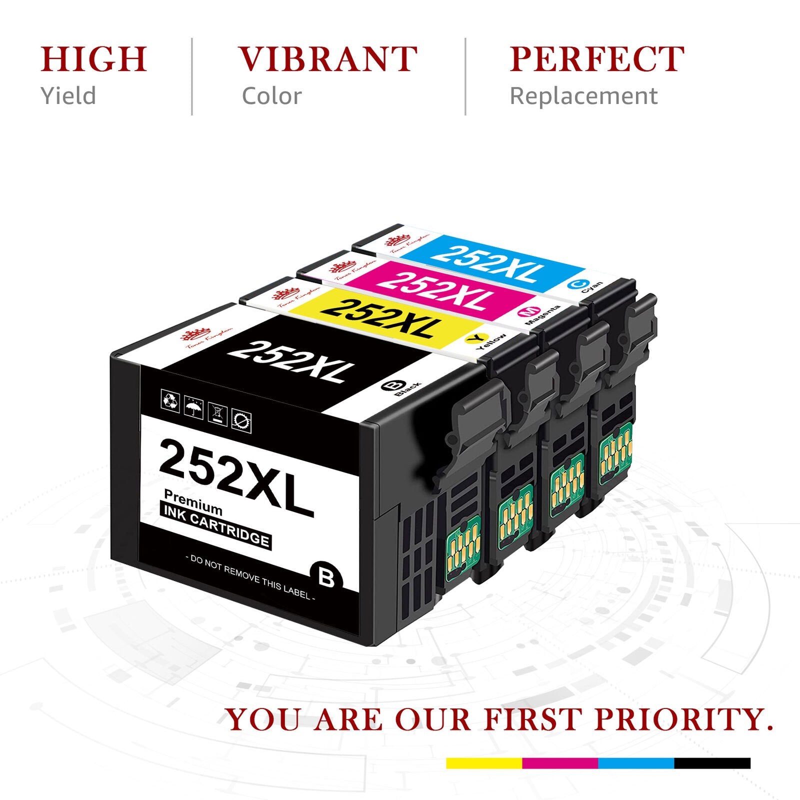 Tonerkingdom 252 Ink Cartridge Replacement for Epson 252XL 252 XL-4 pack