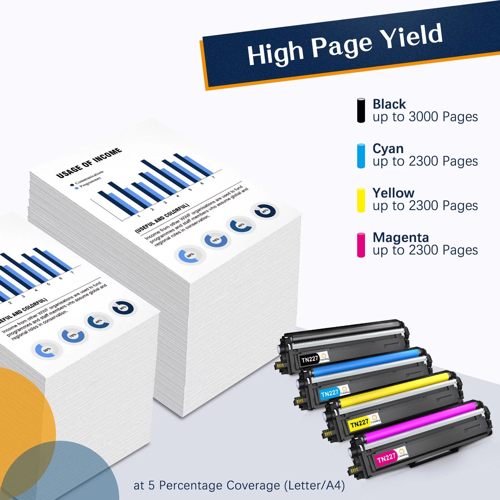 ColorKing Compatible Toner Cartridge Replacement for Brother (TN-227BK/C/M/Y High Yield, 4PK)