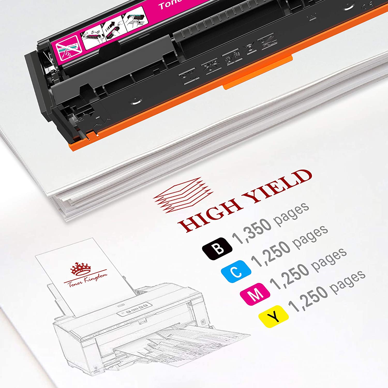 With Chip Compatible for HP 206A W2110A W2111A W2112A W2113A Toner Cartridge -4 Pack