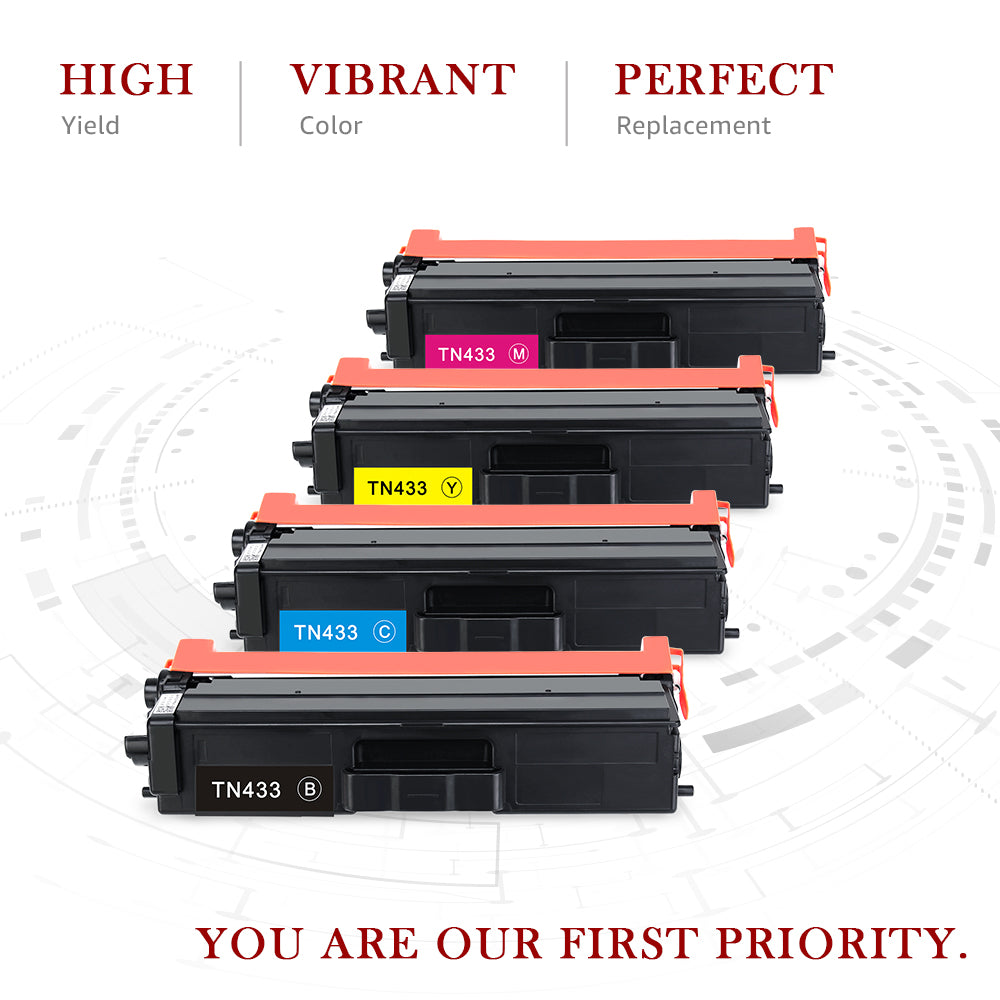 Compatible Brother TN433 TN 431 Toner Cartridges- 4 Pack