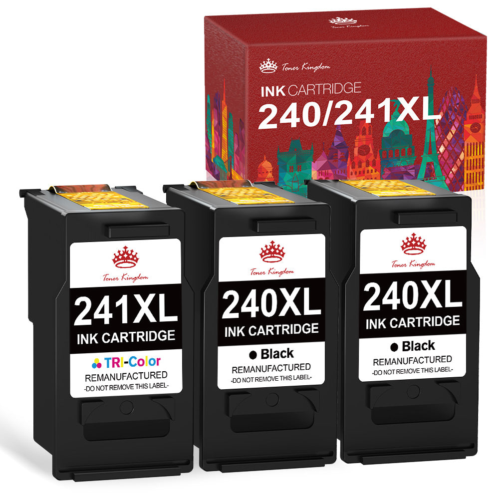 Compatible Canon 240 241 PG-240XL CL-241XL ink Cartridge (2 Black 1 Color) -3 Pack