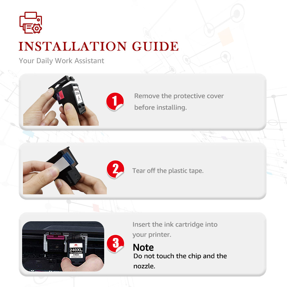Compatible Canon 240 241 PG-240XL CL-241XL ink Cartridge (2 Black 1 Color) -3 Pack