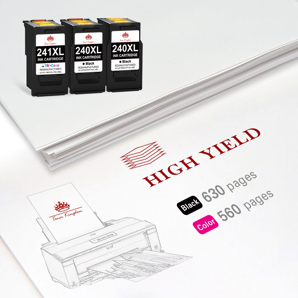 Compatible Canon 240 241 PG-240XL CL-241XL ink Cartridge (2 Black 1 Color) -3 Pack