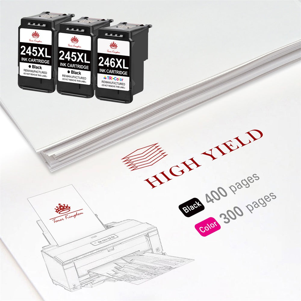 Compatible Canon 245 246 PG-245XL CL-246XL ink Cartridge (2 Black 1 Color) -3 Pack