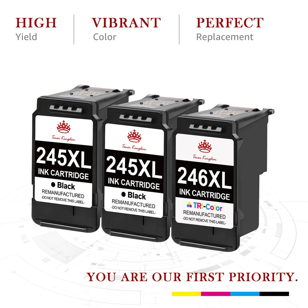 Compatible Canon 245 246 PG-245XL CL-246XL ink Cartridge (2 Black 1 Color) -3 Pack