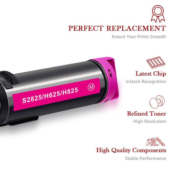 thumbnail interactive-video image 1 of 2-Pack Cyan Toner Cartridges S2825 / 2825 For Dell H625, H825, S2825cdn Printers - Generic 1 of 3