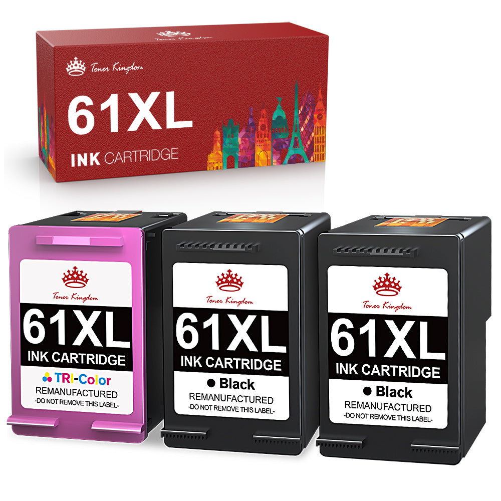 Compatible HP 61 61XL ink Cartridge (2 Black 1 Color) -3 Pack