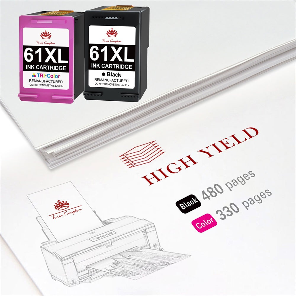 Compatible HP 61XL Inkjet Cartridge (1 Black 1 Color) - 2 Pack