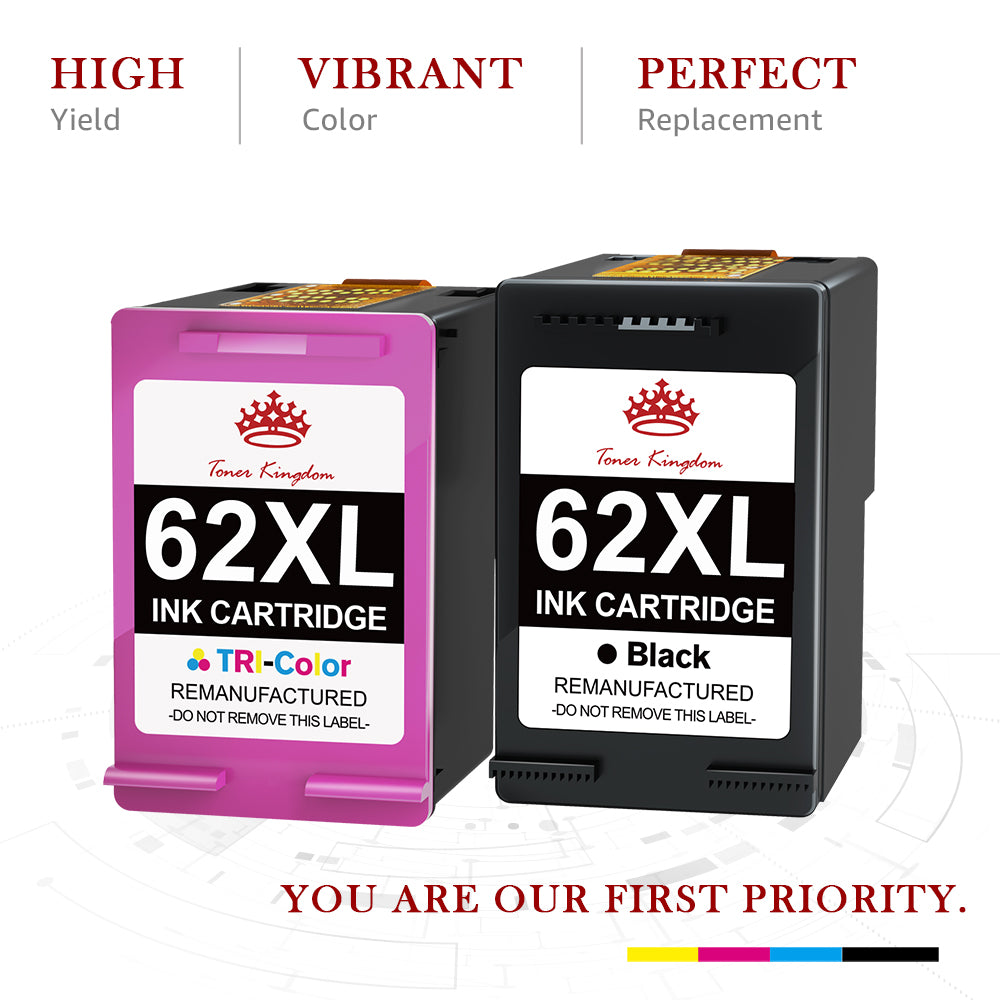 Compatible HP 62 62XL ink Cartridge (1 Black 1Color) -2 Pack
