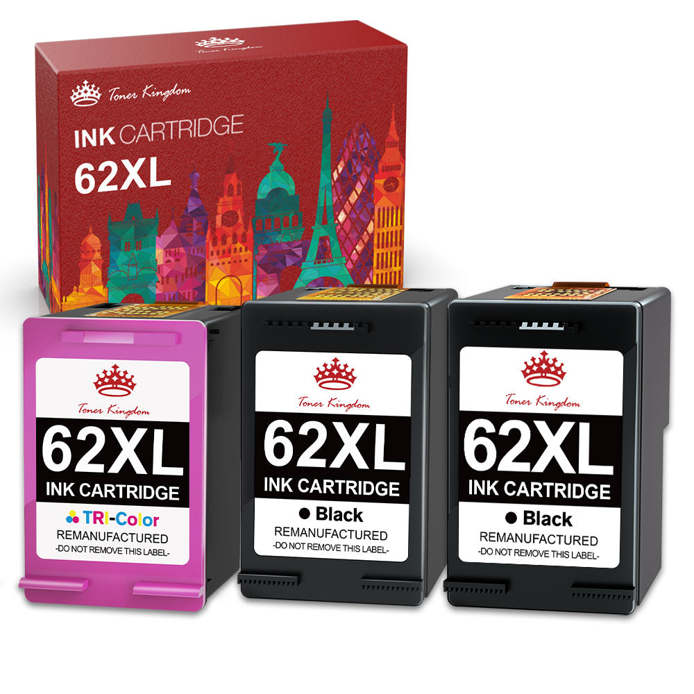 Compatible HP 62 62XL ink Cartridge (2 Black 1 Color) -3 Pack