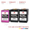 Compatible HP 62 62XL ink Cartridge (2 Black 1 Color) -3 Pack