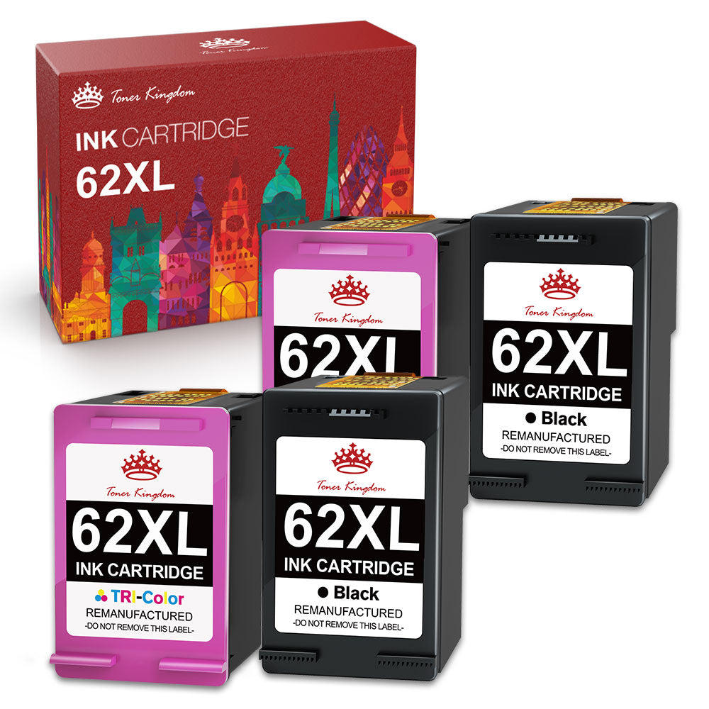 Compatible HP 62 62XL ink Cartridge ( 2 Black 2 Color) -4 Pack