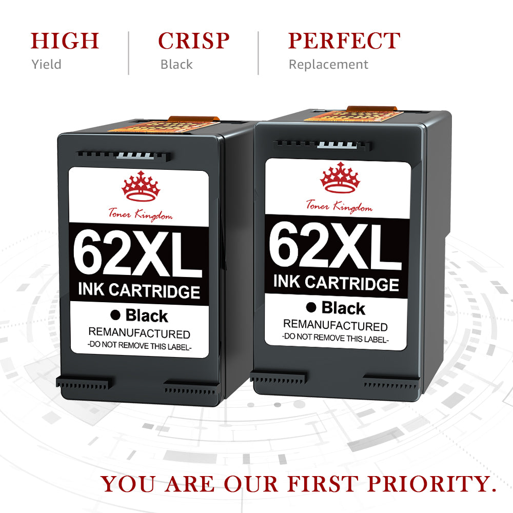 Compatible HP 62 62XL Black ink Cartridge -2 Pack