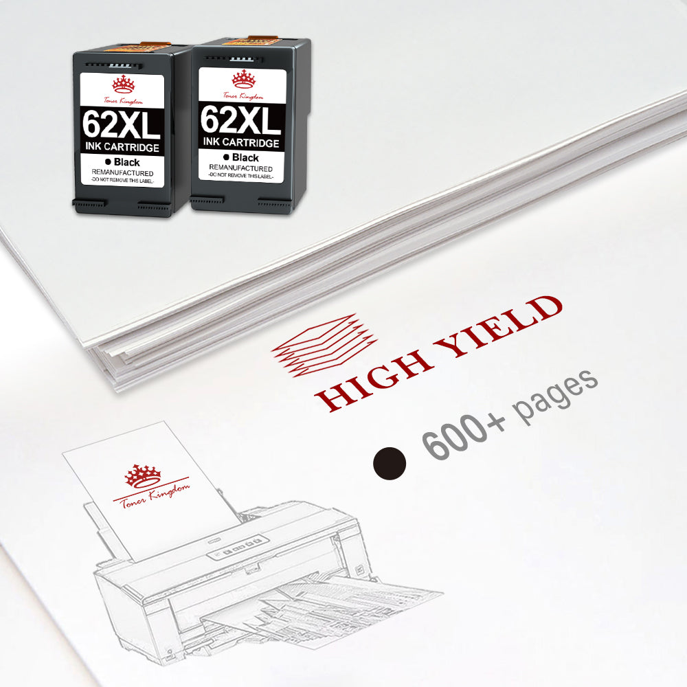 Compatible HP 62 62XL Black ink Cartridge -2 Pack