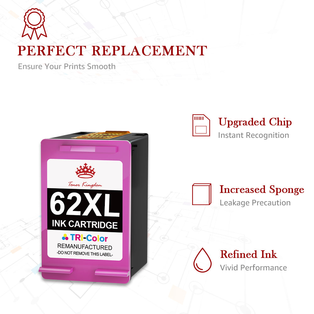 Compatible HP 62 62XL Color ink Cartridge -1 Pack
