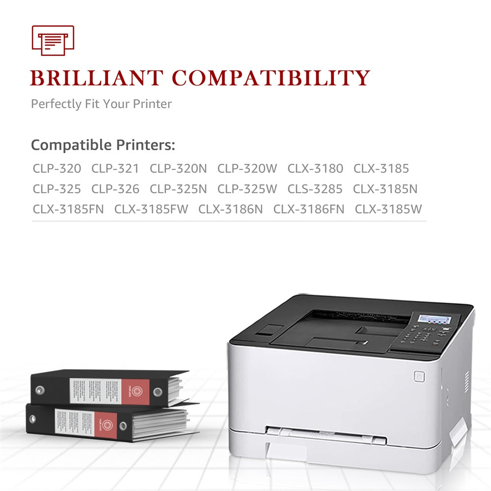 Compatible Samsung 407S CLP-320 CLP-325 Toner Cartridges- 4 Pack