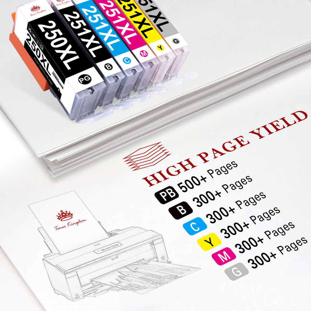Compatible Canon PGI-250XL CLI-251XL Ink Cartridge -6 Pack