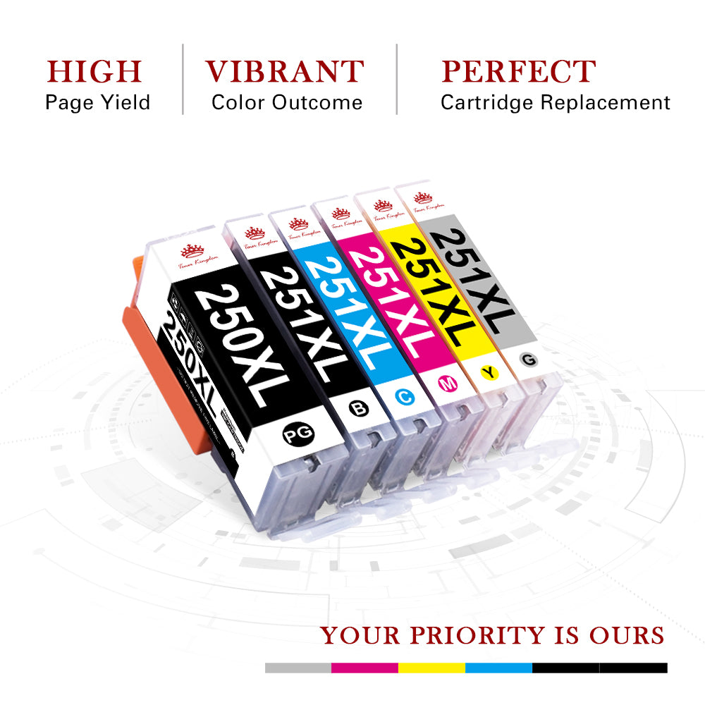 Compatible Canon PGI-250XL CLI-251XL Ink Cartridge -6 Pack