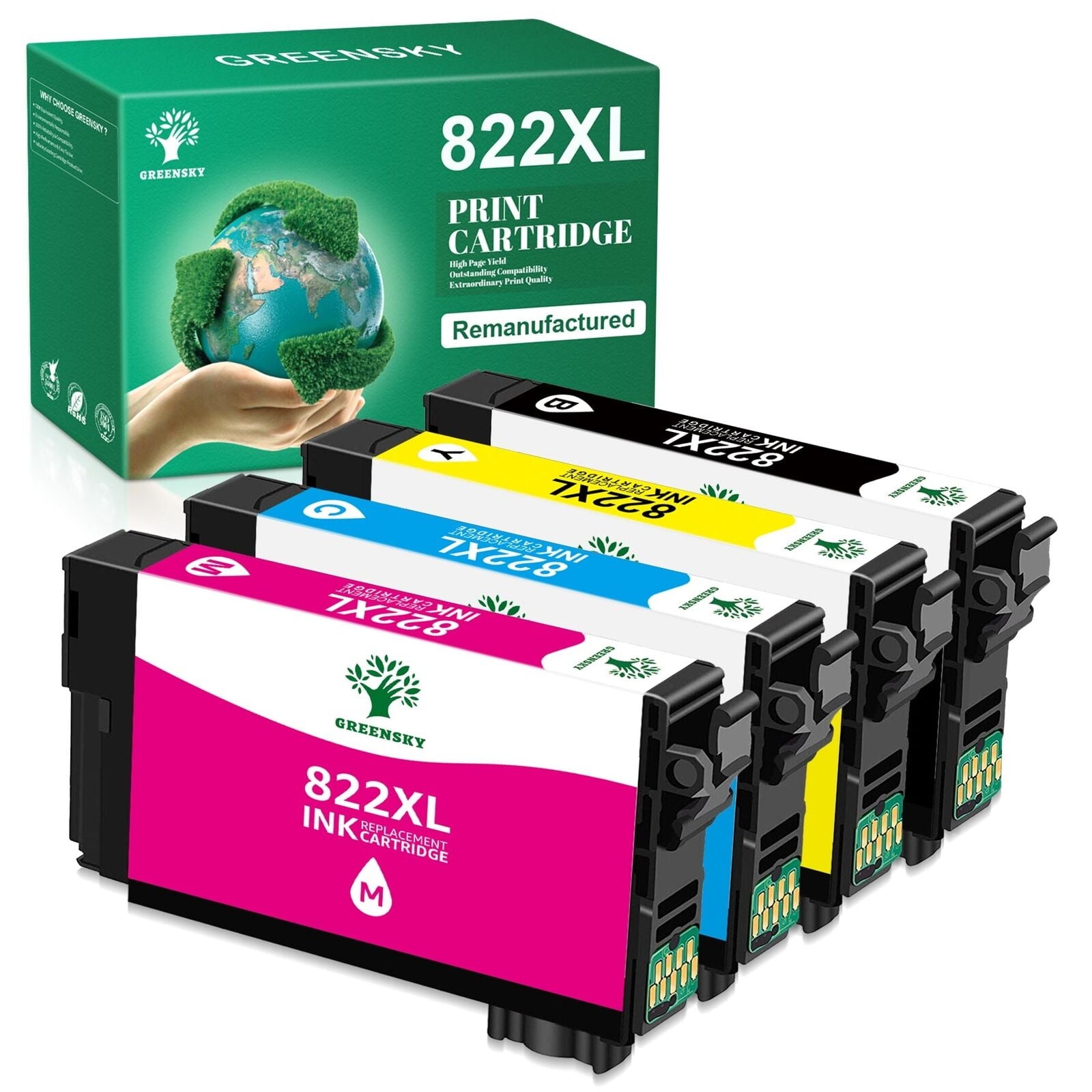 Greensky 822xl Ink Cartridges -4-Pack