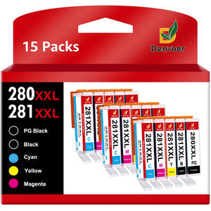 PGI280XXL CLI281XXL Ink Cartridge Replacement for Canon(15 Pack)