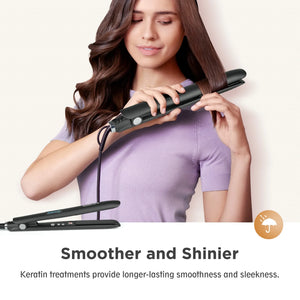 MCURO Hair Straightener & Curling Iron, 1" Ceramic Hair Iron, Keratin-Infused for Less Frizz, LED Flat Iron for Thick Hair, Dual Voltage, 105-Inch Long Cord, Hair Styling Tools, Black