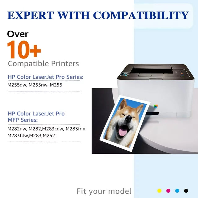 HP LaserJet Pro Color Laser All-In-One Computer Printers Compatible HP 206A / W2110A Toner Cartridge With Chip – For Color LaserJet Pro M283, M282, M255 Series HP LaserJet Pro Jetdirect Color Printers - Foto 12