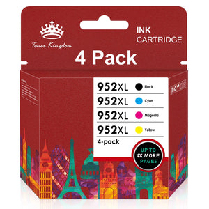 High Yield 952XL Ink 952 XL Printer Ink 952XL Replacement for HP (1 Black 1 Cyan 1 Magenta 1 Yellow, 4 Pack)