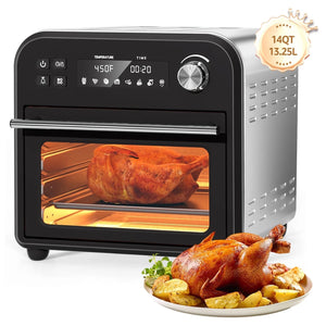 Multifunctional Digital Air Fryer Oven, 14QT 8-in-1 Countertop Convection Oven, 360° Evenly Oil-Free, with Recipe Book, Non-Stick Stainless Steel