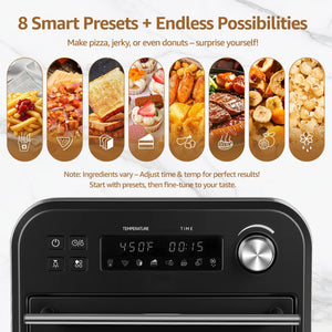 Multifunctional Digital Air Fryer Oven, 14QT 8-in-1 Countertop Convection Oven, 360° Evenly Oil-Free, with Recipe Book, Non-Stick Stainless Steel