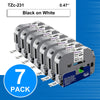 7-Pack 231 Label Maker Tape for Brother P Touch TZe231 Tape Label Tape 12mm 0.47 Inch Laminated White Label Maker Tape TZe-231 for P Touch PT-D210 PTH110 PT-D220 PTD600, 26.2 Feet