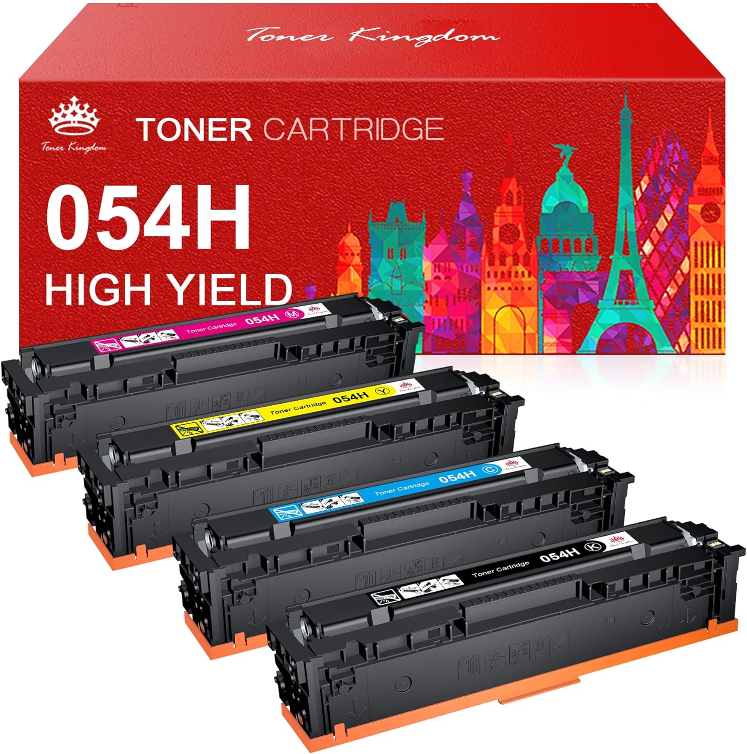 Canon 054 054H Compatible Toner Cartridge Replacement    (1 Black 1 Cyan 1 Magenta 1 Yellow) -4 Pack