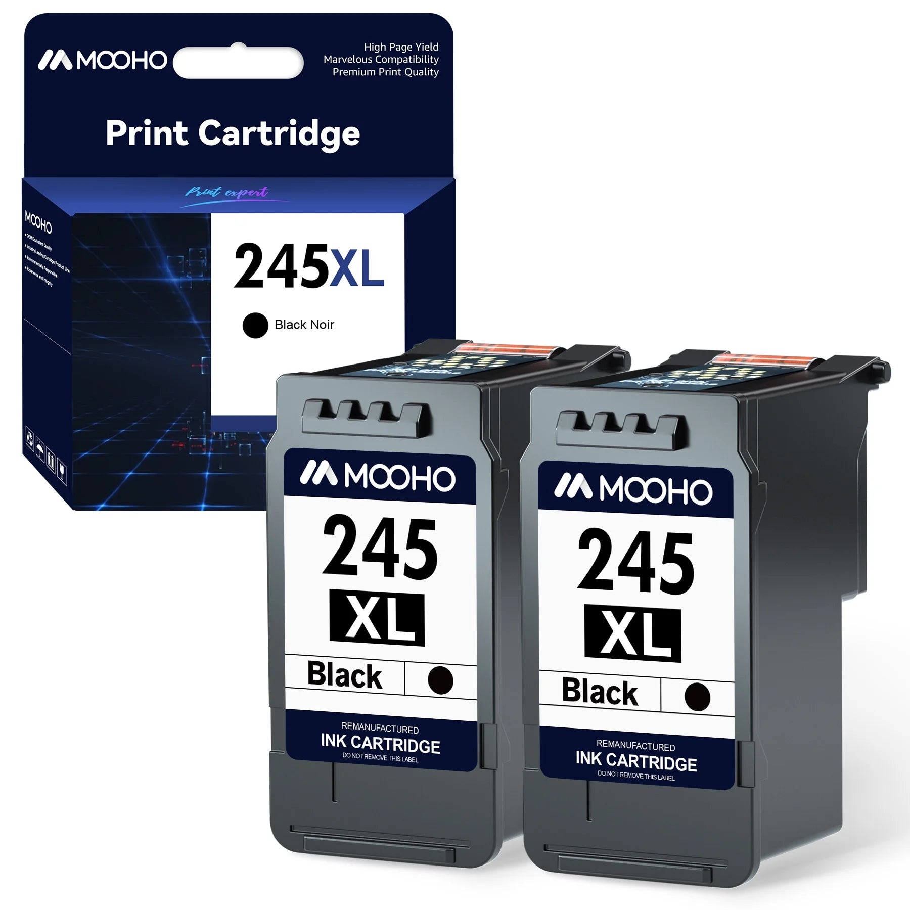 245 245XL Black Ink Cartridge Higher Yield Replacement for Canon (2 Black)