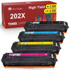 【2*A Page Yield】Tonerkingdom 202X Toner Cartridge Compatible for HP Printer Ink (Black Cyan Yellow Magenta)