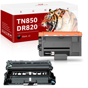 2 Pack TN850 Toner & DR820 Drum Unit Set Compatible for Brother(1 Toner, 1 Drum)