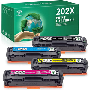 202X CF500X GREENSKY 202X Toner Cartridges Replacement for HP Printer (Black Cyan Magenta Yellow, 4 Pack)