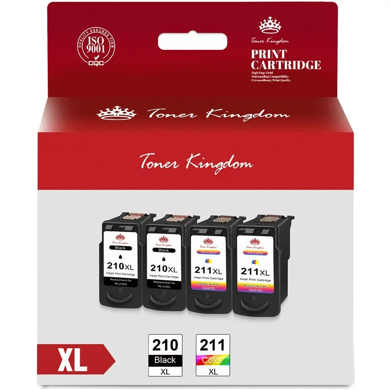 210XL 211XL compatible Ink Cartridge Replacement for Canon(2 Black, 2 tri-Color)