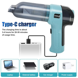 KNKA Car Vacuum Cleaner, 9000PA Handheld Vacuum Cordless with 3 HEPA Filter, 3 in 1 Mini Vacuum Cleaner with Multi-Nozzles for Car, 2 Speed Adjustable Car Vacuum Portable Cordless, Blue