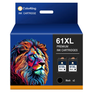 Colorking 61 Ink 61 Black Ink Cartridge Replacement for HP (Black, 2 Pack)